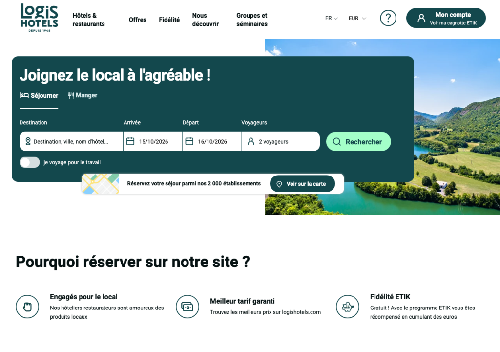 Capture d'écran du site logishotels.com